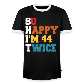 44 Years Funny - Humor Birthday 44 Years Gift - Men's Ringer Shirt - black/white - Front - AI Model Female 172 light (172cm) & AI Model Male 178 light (178cm)