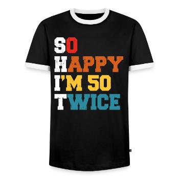 50 Jahre Funny - Humor Geburtstag 50 Jahre Geschenk - Männer Kontrast-T-Shirt - Schwarz/Weiß - Vorne - AI Model Female 172 light (172cm) & AI Model Male 178 light (178cm)