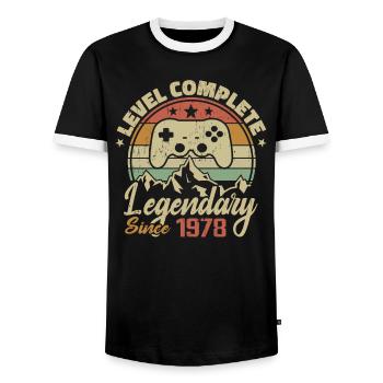 Cadeau D'anniversaire 1978 Niveau Complete - 1978 - T-shirt contrasté Homme - noir/blanc - Devant - AI Model Female 172 light (172cm) & AI Model Male 178 light (178cm)