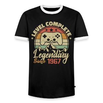 Cadeau D'anniversaire 1967 Niveau Complete - 1967 - T-shirt contrasté Homme - noir/blanc - Devant - AI Model Female 172 light (172cm) & AI Model Male 178 light (178cm)