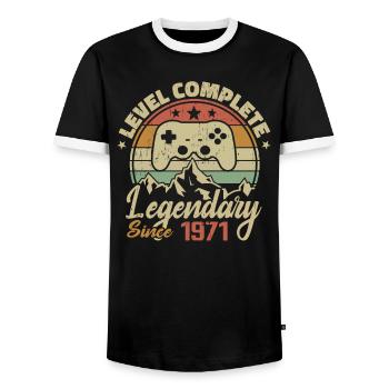 Cadeau D'anniversaire 1971 Niveau Complete - 1971 - T-shirt contrasté Homme - noir/blanc - Devant - AI Model Female 172 light (172cm) & AI Model Male 178 light (178cm)