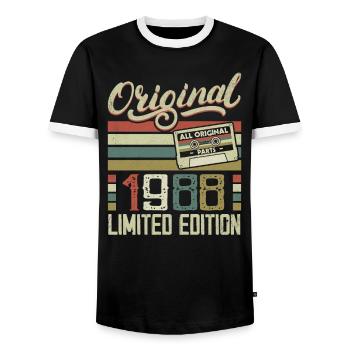 Jahrgang 1988 Retro Geburtstagsgeschenk 1988 - Männer Kontrast-T-Shirt - Schwarz/Weiß - Vorne - AI Model Female 172 light (172cm) & AI Model Male 178 light (178cm)