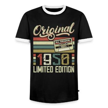 Vintage 1950er Jahre Retro 1950er Jahre Geburtstagsgeschenk - Männer Kontrast-T-Shirt - Schwarz/Weiß - Vorne - AI Model Female 172 light (172cm) & AI Model Male 178 light (178cm)