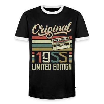 Vintage 1955 Cadeau D'anniversaire Rétro 1955 - T-shirt contrasté Homme - noir/blanc - Devant - AI Model Female 172 light (172cm) & AI Model Male 178 light (178cm)