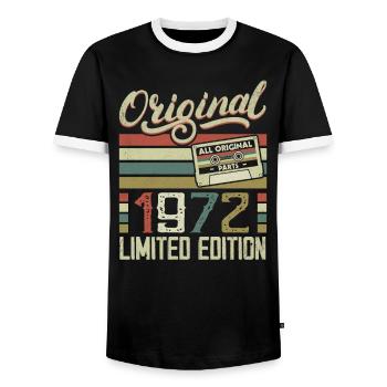 Vintage 1972 Cadeau D'anniversaire Rétro 1972 - T-shirt contrasté Homme - noir/blanc - Devant - AI Model Female 172 light (172cm) & AI Model Male 178 light (178cm)