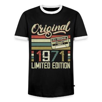 Vintage 1971 Cadeau D'anniversaire Rétro 1971 - T-shirt contrasté Homme - noir/blanc - Devant - AI Model Female 172 light (172cm) & AI Model Male 178 light (178cm)
