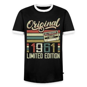 Vintage 1961 Cadeau D'anniversaire Rétro 1961 - T-shirt contrasté Homme - noir/blanc - Devant - AI Model Female 172 light (172cm) & AI Model Male 178 light (178cm)
