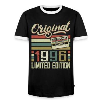 Vintage 1996 Cadeau D'anniversaire Rétro 1996 - T-shirt contrasté Homme - noir/blanc - Devant - AI Model Female 172 light (172cm) & AI Model Male 178 light (178cm)