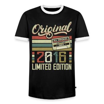 Vintage 2016 Cadeau D'anniversaire Rétro 2016 - T-shirt contrasté Homme - noir/blanc - Devant - AI Model Female 172 light (172cm) & AI Model Male 178 light (178cm)