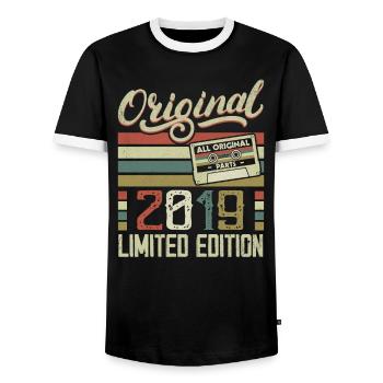 Vintage 2019 Cadeau D'anniversaire Rétro 2019 - T-shirt contrasté Homme - noir/blanc - Devant - AI Model Female 172 light (172cm) & AI Model Male 178 light (178cm)