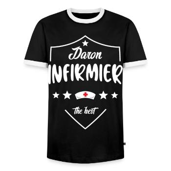 Daron Infirmier Pour Papa Infirmier - T-shirt contrasté Homme - noir/blanc - Devant - AI Model Female 172 light (172cm) & AI Model Male 178 light (178cm)