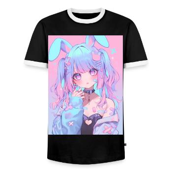 Hase Bunny Girl Anime Manga Pastel Goth Geschenk - Männer Kontrast-T-Shirt - Schwarz/Weiß - Vorne - AI Model Female 172 light (172cm) & AI Model Male 178 light (178cm)
