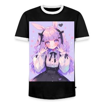 Hase Bunny Girl Anime Manga Pastel Goth Geschenk - Männer Kontrast-T-Shirt - Schwarz/Weiß - Vorne - AI Model Female 172 light (172cm) & AI Model Male 178 light (178cm)