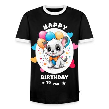 Bon anniversaire - T-shirt contrasté Homme - noir/blanc - Devant - AI Model Female 172 light (172cm) & AI Model Male 178 light (178cm)
