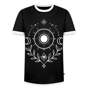 Mittsommer Sonne – Mystisches Symbol für Litha - Männer Kontrast-T-Shirt - Schwarz/Weiß - Vorne - AI Model Female 172 light (172cm) & AI Model Male 178 light (178cm)