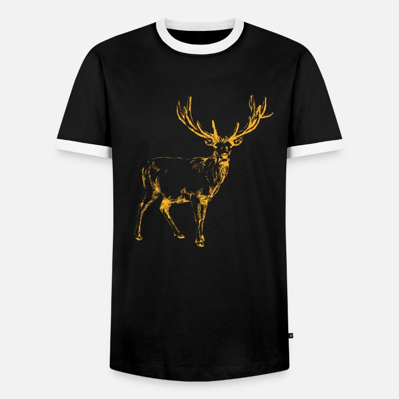 hirsch - Männer Kontrast-T-Shirt - Schwarz/Weiß