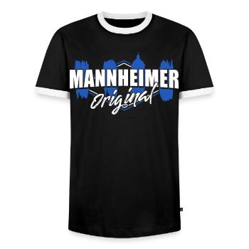 mannheimer original - T-shirt contrasté Homme - noir/blanc - Devant - AI Model Female 172 light (172cm) & AI Model Male 178 light (178cm)