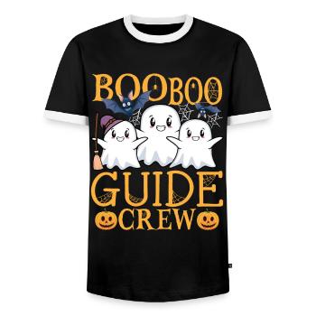 Guide Tourguide Saying - Men's Ringer Shirt - black/white - Front - AI Model Female 172 light (172cm) & AI Model Male 178 light (178cm)