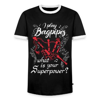 Bagpipes Bagpiper Bagpiper - Men's Ringer Shirt - black/white - Front - AI Model Female 172 light (172cm) & AI Model Male 178 light (178cm)