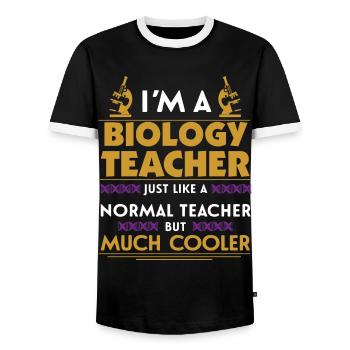Biology Teacher - Men's Ringer Shirt - black/white - Front - AI Model Female 172 light (172cm) & AI Model Male 178 light (178cm)
