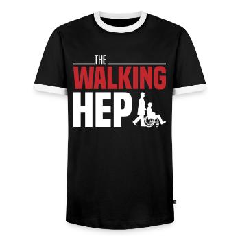 The Walking HEP Heilerziehungspflege Pflegekraft - Männer Kontrast-T-Shirt - Schwarz/Weiß - Vorne - AI Model Female 172 light (172cm) & AI Model Male 178 light (178cm)
