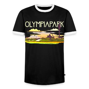 Olympiapark München - Männer Kontrast-T-Shirt - Schwarz/Weiß - Vorne - AI Model Female 172 light (172cm) & AI Model Male 178 light (178cm)