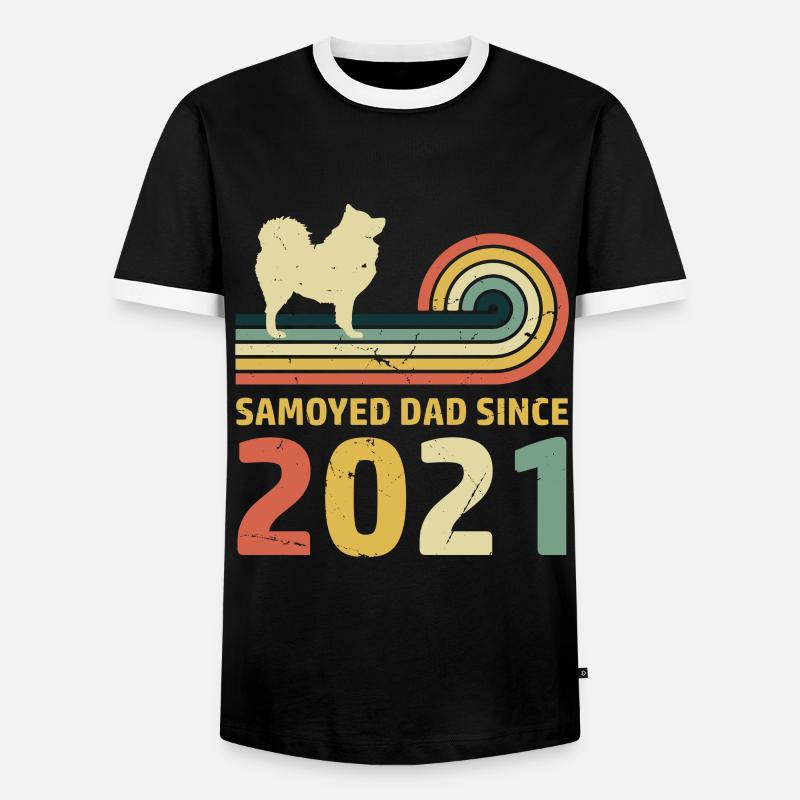 Samoyed Dad since 2021 - Men's Ringer Shirt - black/white