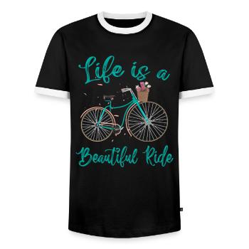 Life Is A Beautiful Ride Cycling Cyclist - Men's Ringer Shirt - black/white - Front - AI Model Female 172 light (172cm) & AI Model Male 178 light (178cm)