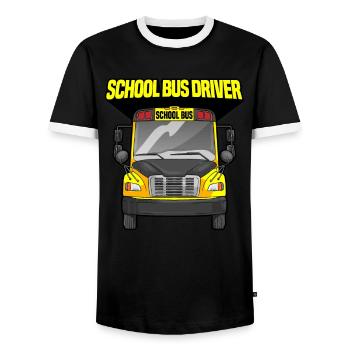 School Bus Driver Funny Busman Saying - Men's Ringer Shirt - black/white - Front - AI Model Female 172 light (172cm) & AI Model Male 178 light (178cm)