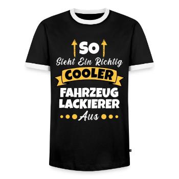 So Sieht Ein Richtig Cooler Friseur aus Stylist - Männer Kontrast-T-Shirt - Schwarz/Weiß - Vorne - AI Model Female 172 light (172cm) & AI Model Male 178 light (178cm)