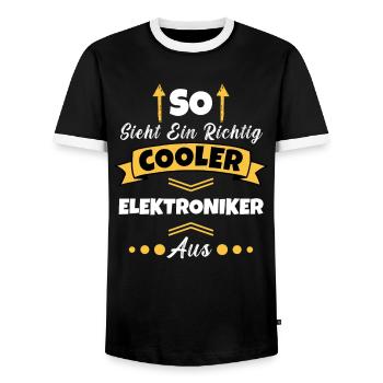 So Sieht Ein Richtig Cooler Elektroniker aus - Männer Kontrast-T-Shirt - Schwarz/Weiß - Vorne - AI Model Female 172 light (172cm) & AI Model Male 178 light (178cm)