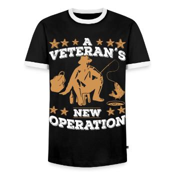 Angel Veteran - Men's Ringer Shirt - black/white - Front - AI Model Female 172 light (172cm) & AI Model Male 178 light (178cm)