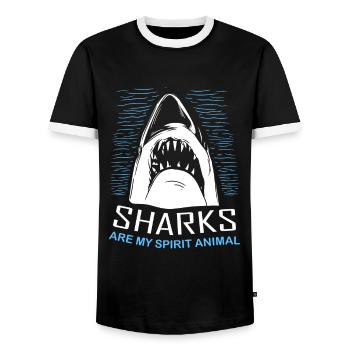 Sharks Are My Spirit Animal Diver Diving - Men's Ringer Shirt - black/white - Front - AI Model Female 172 light (172cm) & AI Model Male 178 light (178cm)