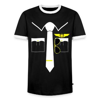 Piloten Kostüm Fliegerbrille Fasching Karneval - Männer Kontrast-T-Shirt - Schwarz/Weiß - Vorne - AI Model Female 172 light (172cm) & AI Model Male 178 light (178cm)