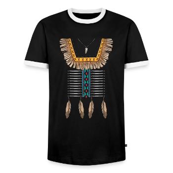 Indianer Kostüm Fasching Karneval Verkleidung - Men's Ringer Shirt - black/white - Front - AI Model Female 172 light (172cm) & AI Model Male 178 light (178cm)