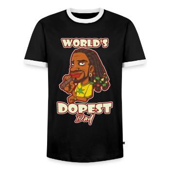 World's Dopest Dad - Männer Kontrast-T-Shirt - Schwarz/Weiß - Vorne - AI Model Female 172 light (172cm) & AI Model Male 178 light (178cm)