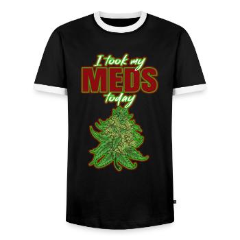 J’ai pris mes médicaments aujourd’hui - T-shirt contrasté Homme - noir/blanc - Devant - AI Model Female 172 light (172cm) & AI Model Male 178 light (178cm)