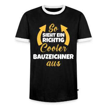 So Sieht Ein Richtig Cooler Bauzeichner aus - Männer Kontrast-T-Shirt - Schwarz/Weiß - Vorne - AI Model Female 172 light (172cm) & AI Model Male 178 light (178cm)