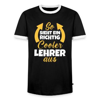 So Sieht Ein Richtig Cooler Lehrer aus - Men's Ringer Shirt - black/white - Front - AI Model Female 172 light (172cm) & AI Model Male 178 light (178cm)