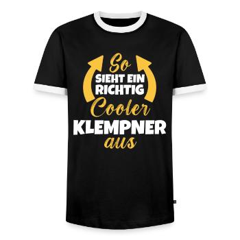 Voici à quoi ressemble un plombier vraiment cool - T-shirt contrasté Homme - noir/blanc - Devant - AI Model Female 172 light (172cm) & AI Model Male 178 light (178cm)