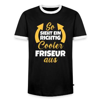 So Sieht Ein Richtig Cooler Friseur aus Stylist - Männer Kontrast-T-Shirt - Schwarz/Weiß - Vorne - AI Model Female 172 light (172cm) & AI Model Male 178 light (178cm)