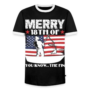 fishing tag Biden - Men's Ringer Shirt - black/white - Front - AI Model Female 172 light (172cm) & AI Model Male 178 light (178cm)