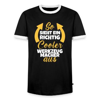 So Sieht Ein Richtig Cooler Werkzeugmacher aus - Männer Kontrast-T-Shirt - Schwarz/Weiß - Vorne - AI Model Female 172 light (172cm) & AI Model Male 178 light (178cm)