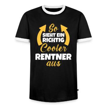 So Sieht Ein Richtig Cooler Rentner aus Ruhestand - Männer Kontrast-T-Shirt - Schwarz/Weiß - Vorne - AI Model Female 172 light (172cm) & AI Model Male 178 light (178cm)