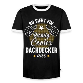 So Sieht Ein Richtig Cooler Dachdecker aus - Männer Kontrast-T-Shirt - Schwarz/Weiß - Vorne - AI Model Female 172 light (172cm) & AI Model Male 178 light (178cm)