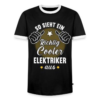 So Sieht Ein Richtig Cooler Elektriker aus - Männer Kontrast-T-Shirt - Schwarz/Weiß - Vorne - AI Model Female 172 light (172cm) & AI Model Male 178 light (178cm)
