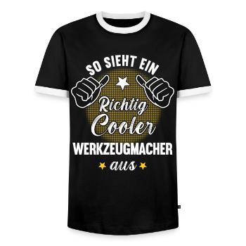 So Sieht Ein Richtig Cooler Werkzeugmacher aus - Männer Kontrast-T-Shirt - Schwarz/Weiß - Vorne - AI Model Female 172 light (172cm) & AI Model Male 178 light (178cm)