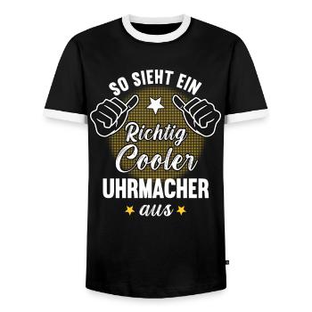 So Sieht Ein Richtig Cooler Uhrmacher aus - Männer Kontrast-T-Shirt - Schwarz/Weiß - Vorne - AI Model Female 172 light (172cm) & AI Model Male 178 light (178cm)