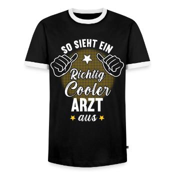 So Sieht Ein Richtig Cooler Arzt aus Medizin Dok - Männer Kontrast-T-Shirt - Schwarz/Weiß - Vorne - AI Model Female 172 light (172cm) & AI Model Male 178 light (178cm)