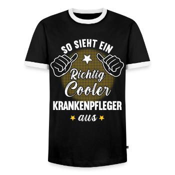 So Sieht Ein Richtig Cooler Krankenpfleger aus - Männer Kontrast-T-Shirt - Schwarz/Weiß - Vorne - AI Model Female 172 light (172cm) & AI Model Male 178 light (178cm)